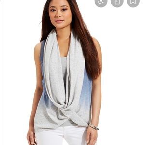 Women's Gray and Blue Sleeveless Sweater Duster Versatile Top